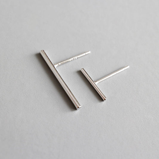 Minimalist Bar Studs 925 Sterling Silver Earrings