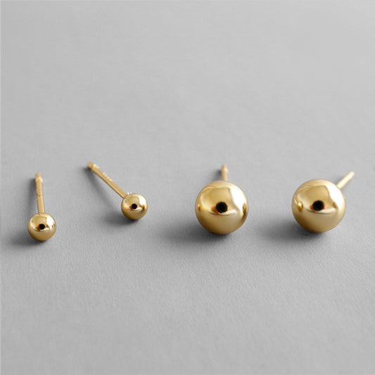 Minimalist Golden Beads Studs 925 Sterling Silver Earrings