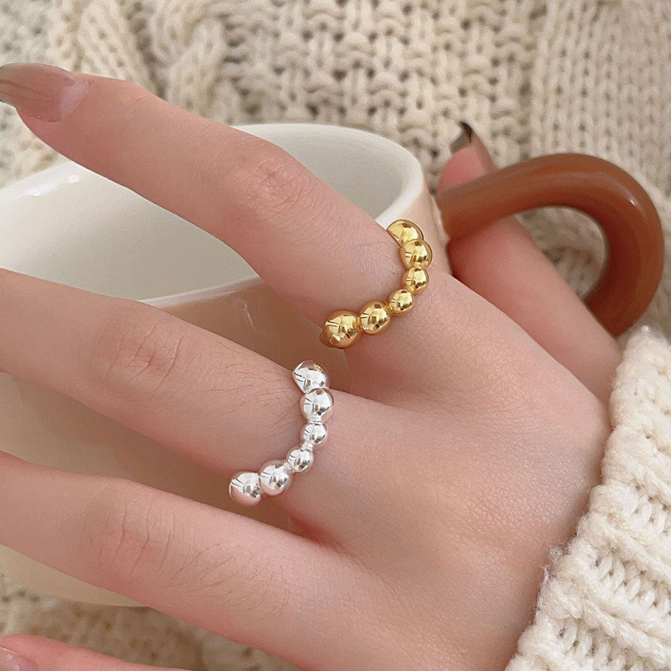 Beaded Ring 925 Sterling Silver Adjustable Ring