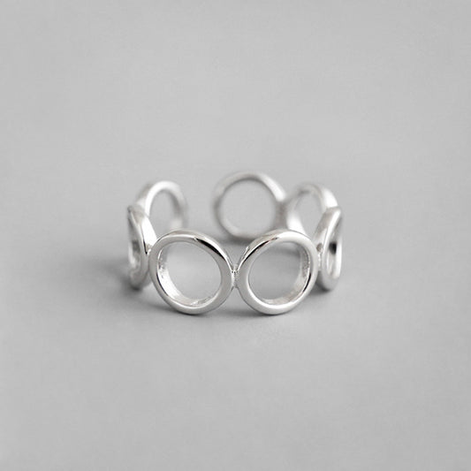 Hollow Circles 925 Sterling Silver Adjustable Ring