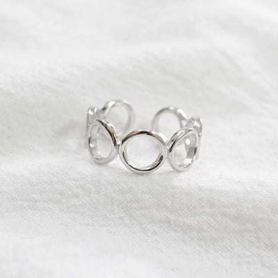 Hollow Circles 925 Sterling Silver Adjustable Ring