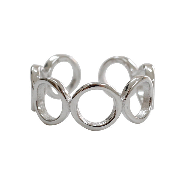 Hollow Circles 925 Sterling Silver Adjustable Ring