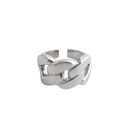 Modern Thick Chain 925 Sterling Silver Adjustable Ring