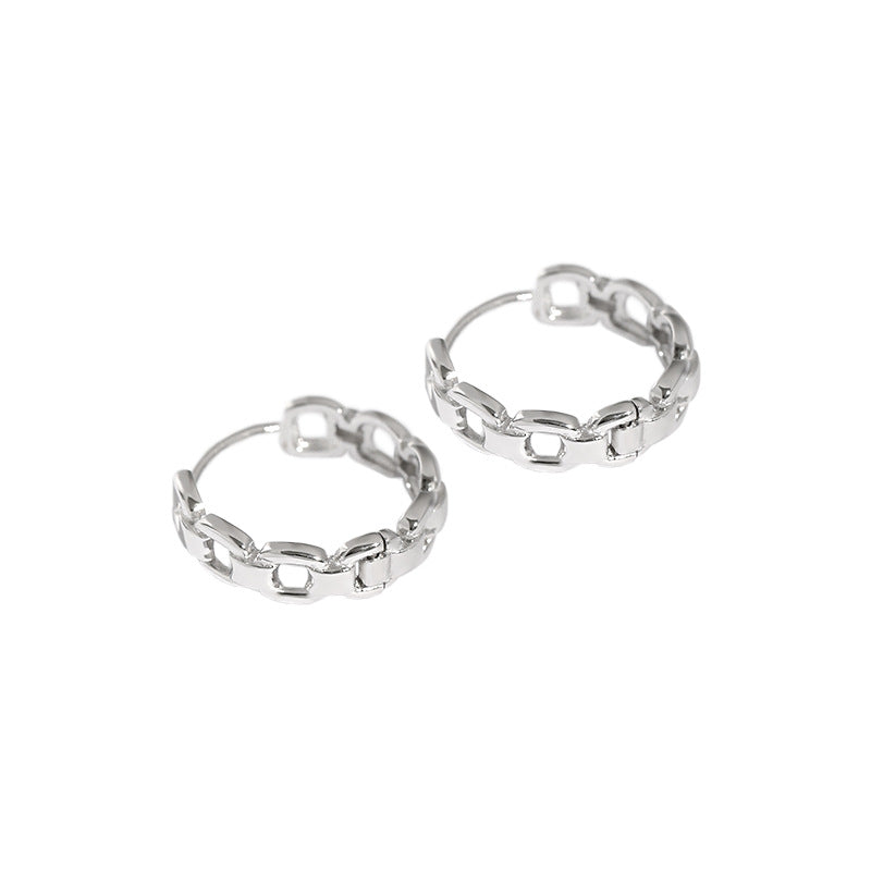 Chain Hoops 925 Sterling Silver Earrings