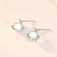 Beautiful CZ Planet Stars Natural Moonstone 925 Sterling Silver Stud Earrings