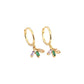 Colorful CZ Flower Bee 925 Sterling Silver Hoop Earrings