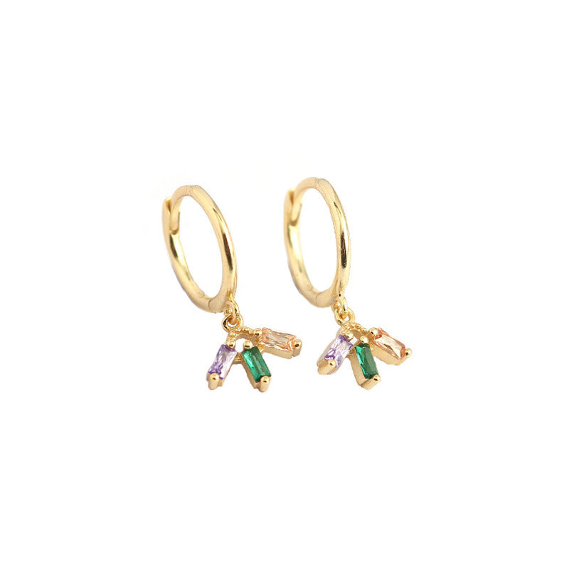 Colorful CZ Flower Bee 925 Sterling Silver Hoop Earrings