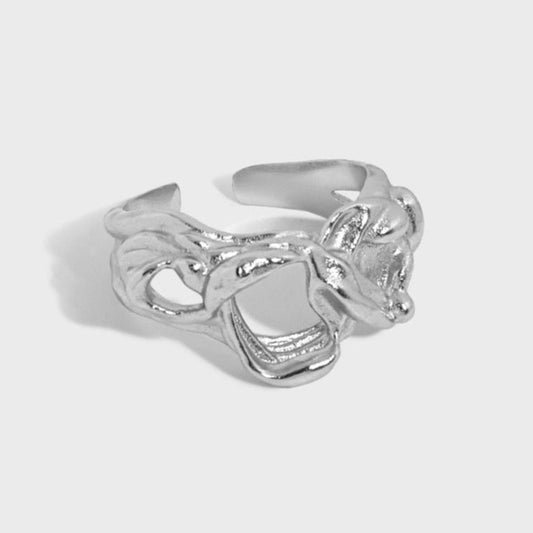 Hollow Knots 925 Sterling Silver Adjustable Chunky Ring