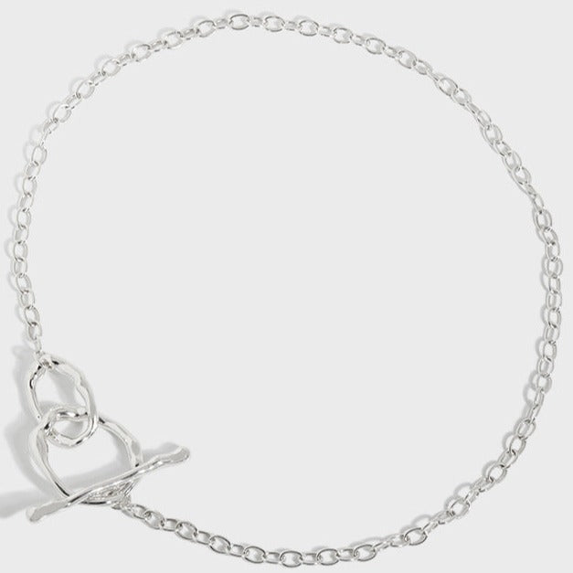 Simple OT Hollow Chain 925 Sterling Silver Choker Necklace