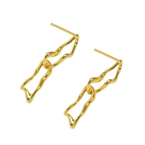 Modern Irregular Hollow Chain 925 Sterling Silver Dangling Earrings