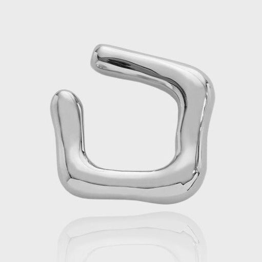 Geometric Square 925 Sterling Silver Cuff Earring (Single)