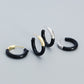 Modern Black Tube C Shape 925 Sterling Silver Hoop Earrings