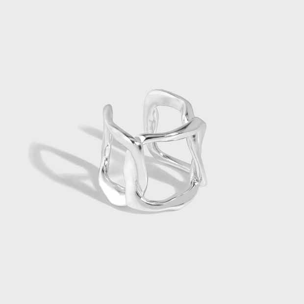 Geometric Hollow 925 Sterling Silver Cuff Earring (Single)