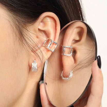 Geometric Hollow 925 Sterling Silver Cuff Earring (Single)