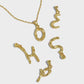 Fashion Irregular Letters A-Z 925 Sterling Silver Pendant (Gold Color Finish)