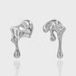 Asymmetric CZ Lava Dripping 925 Sterling Silver Dangling Earrings